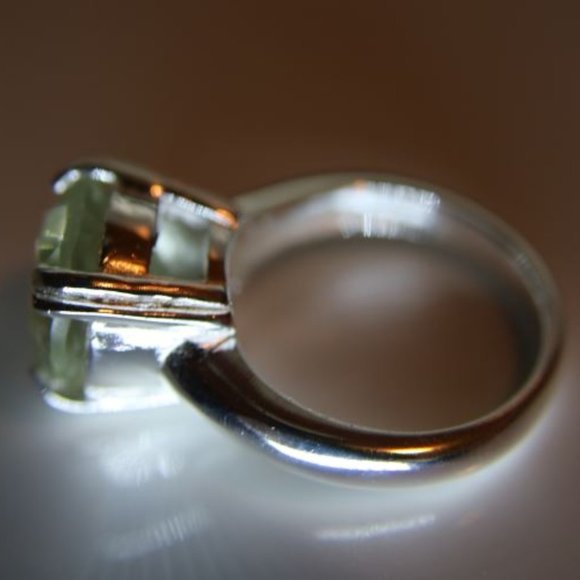 Prasiolite 6.34ct Platinum Solid Silver Ring - Picture 5 of 7